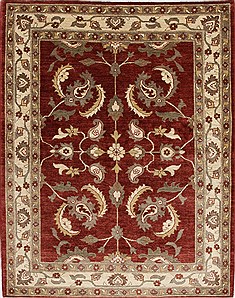 Pishavar Red Hand Knotted 5'1" X 6'8"  Area Rug 250-27268