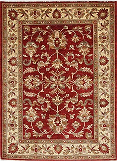 Pakistani Pishavar Beige Rectangle 5x7 ft Wool Carpet 27271