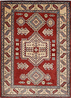 Pakistani Kazak Red Rectangle 4x6 ft Wool Carpet 27277