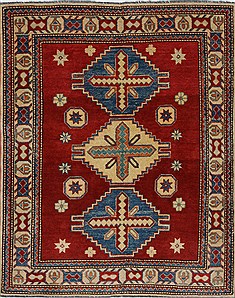 Pakistani Kazak Red Rectangle 3x5 ft Wool Carpet 27294