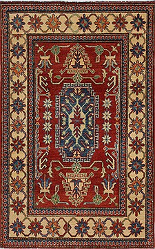 Pakistani Kazak Red Rectangle 3x5 ft Wool Carpet 27297