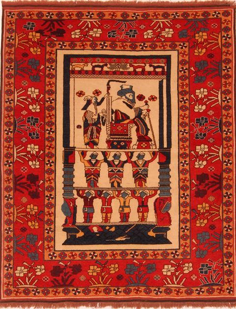 Kurdi Red Hand Knotted 45 X 55 Area Rug 253-27298 Image 0