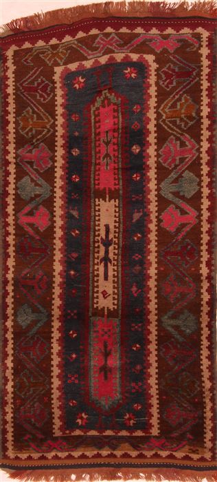 Karabakh Brown Runner Hand Knotted 32 X 64 Area Rug 253-27299 Image 0
