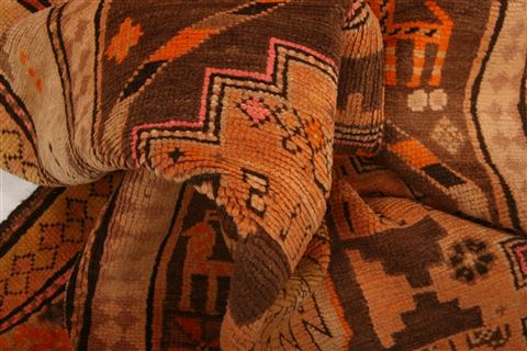 Karabakh Orange Hand Knotted 310 X 76 Area Rug 253-27314 Image 2