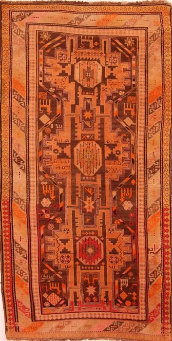 Karabakh Orange Hand Knotted 310 X 76 Area Rug 253-27314 Image 0