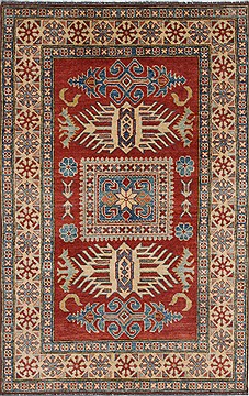 Kazak Red Hand Knotted 3'6" X 5'5"  Area Rug 250-27339