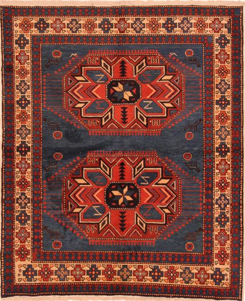 Kazak Blue Hand Knotted 411 X 510 Area Rug 253-27346 Image 0