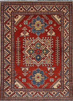 Pakistani Kazak Red Rectangle 4x6 ft Wool Carpet 27366