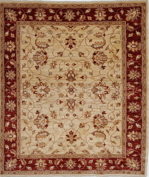 Pishavar Beige Hand Knotted 51 X 60 Area Rug 250-27369 Image 0