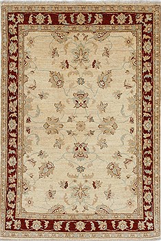 Pishavar Beige Hand Knotted 3'2" X 4'9"  Area Rug 250-27375