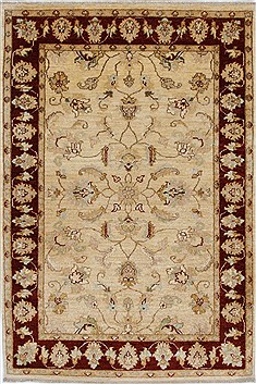 Pishavar Beige Hand Knotted 3'6" X 5'1"  Area Rug 250-27376