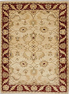 Pakistani Pishavar Beige Rectangle 3x4 ft Wool Carpet 27378