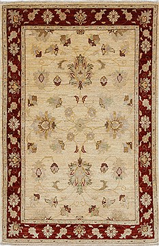 Pakistani Pishavar Beige Rectangle 3x5 ft Wool Carpet 27379