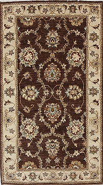 Pakistani Pishavar Beige Rectangle 3x5 ft Wool Carpet 27385
