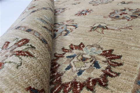 Pishavar Beige Hand Knotted 210 X 48 Area Rug 250-27402 Image 12