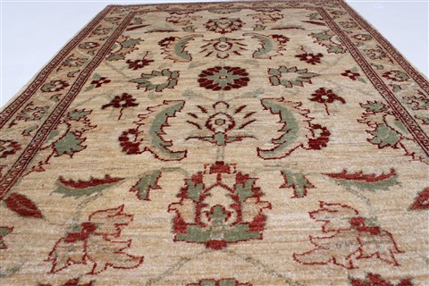 Pishavar Beige Hand Knotted 32 X 46 Area Rug 250-27441 Image 4