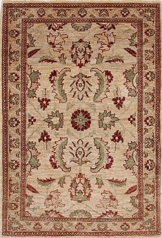 Pakistani Pishavar Beige Rectangle 3x4 ft Wool Carpet 27441