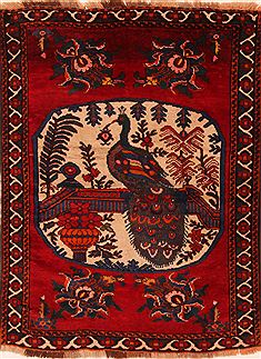 Hamedan Red Hand Knotted 3'7" X 4'9"  Area Rug 100-27453