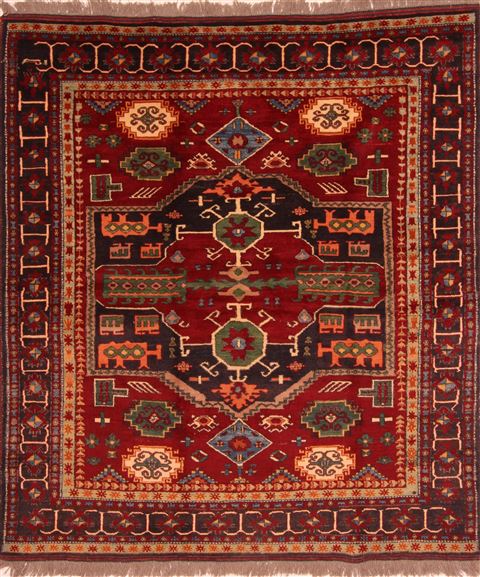Kazak Red Hand Knotted 62 X 70 Area Rug 253-27460 Image 0