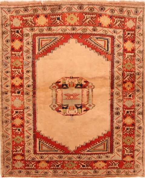 Kazak Beige Square Hand Knotted 37 X 43 Area Rug 253-27464 Image 0