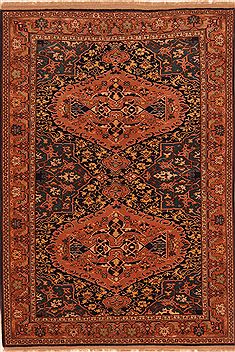 Egyptian Tabriz Orange Rectangle 5x8 ft Wool Carpet 27467