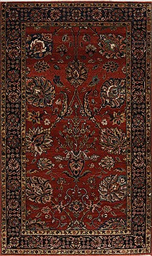 Indian sarouk Green Rectangle 3x5 ft Wool Carpet 27482