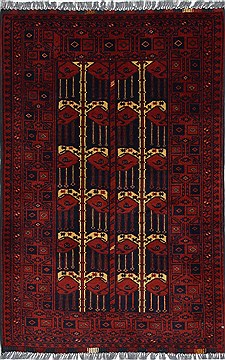 Indian Kunduz Blue Rectangle 3x5 ft Wool Carpet 27495