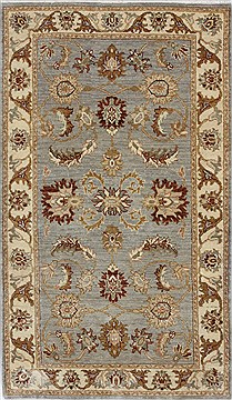 Pakistani Pishavar Beige Rectangle 3x5 ft Wool Carpet 27503