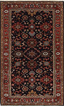 Indian Mahal Black Rectangle 3x5 ft Wool Carpet 27507