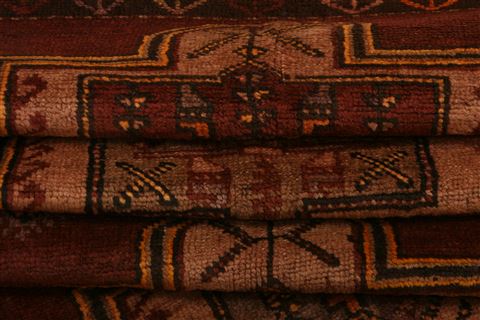 Kazak Brown Runner Hand Knotted 311 X 113 Area Rug 100-27521 Image 3