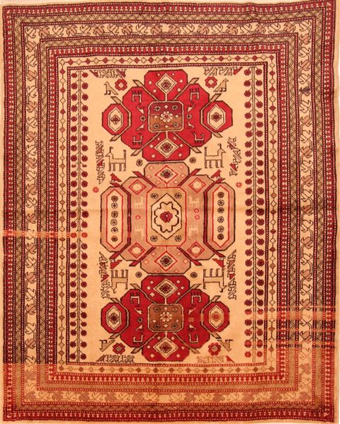 Kazak Beige Hand Knotted 54 X 69 Area Rug 100-27541 Image 0