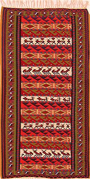 Sanandaj Multicolor Flat Woven 3'2" X 5'10"  Area Rug 100-27547