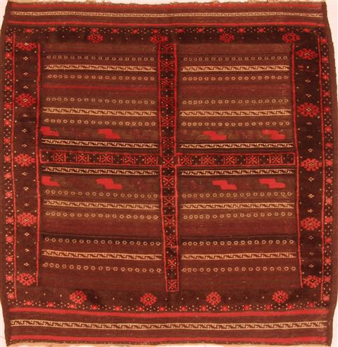 Baluch Brown Flat Woven 46 X 47 Area Rug 253-27558 Image 0