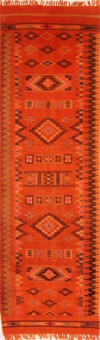 Kilim Orange Runner Flat Woven 26 X 76 Area Rug 100-27564 Image 0