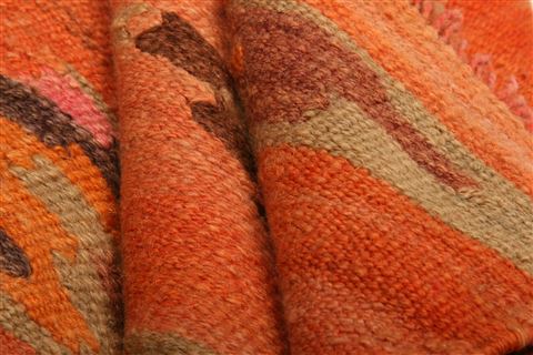 Kurdi Orange Runner Flat Woven 26 X 70 Area Rug 253-27568 Image 2
