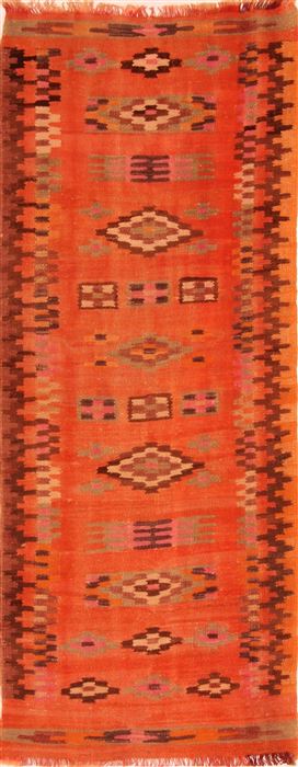 Kurdi Orange Runner Flat Woven 26 X 70 Area Rug 253-27568 Image 0