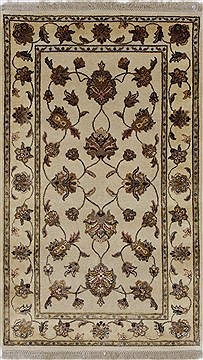 Indian Kashmir Beige Rectangle 3x5 ft Wool Carpet 27578