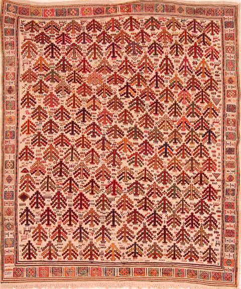 Sumak White Hand Knotted 50 X 57 Area Rug 100-27585 Image 0