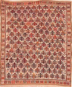 Persian Sumak White Rectangle 5x7 ft Wool Carpet 27585
