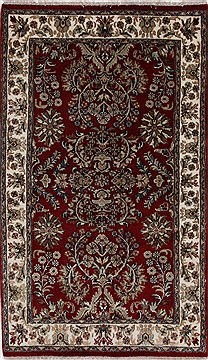 Pakistani sarouk Beige Rectangle 3x5 ft Wool Carpet 27597
