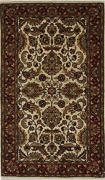 Indian Kashan Brown Rectangle 3x5 ft Wool Carpet 27599