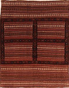 Kilim Red Square Flat Woven 3'7" X 4'6"  Area Rug 100-27602