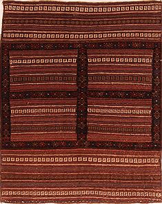 Kilim Red Square Flat Woven 3'7" X 4'6"  Area Rug 100-27602