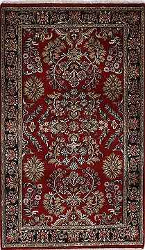 Indian sarouk Beige Rectangle 3x5 ft Wool Carpet 27605