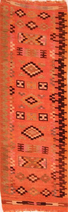 Kilim Red Runner Flat Woven 26 X 70 Area Rug 100-27608 Image 0