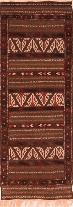 Baluch Brown Runner Hand Knotted 24 X 62 Area Rug 253-27615 Image 0