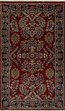 Indian sarouk Beige Rectangle 3x5 ft Wool Carpet 27625