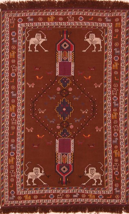 Afshar Brown Hand Knotted 35 X 55 Area Rug 100-27634 Image 0