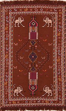 Persian Afshar Brown Rectangle 3x5 ft Wool Carpet 27634