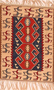 Afshar Beige Hand Knotted 3'7" X 5'0"  Area Rug 100-27636